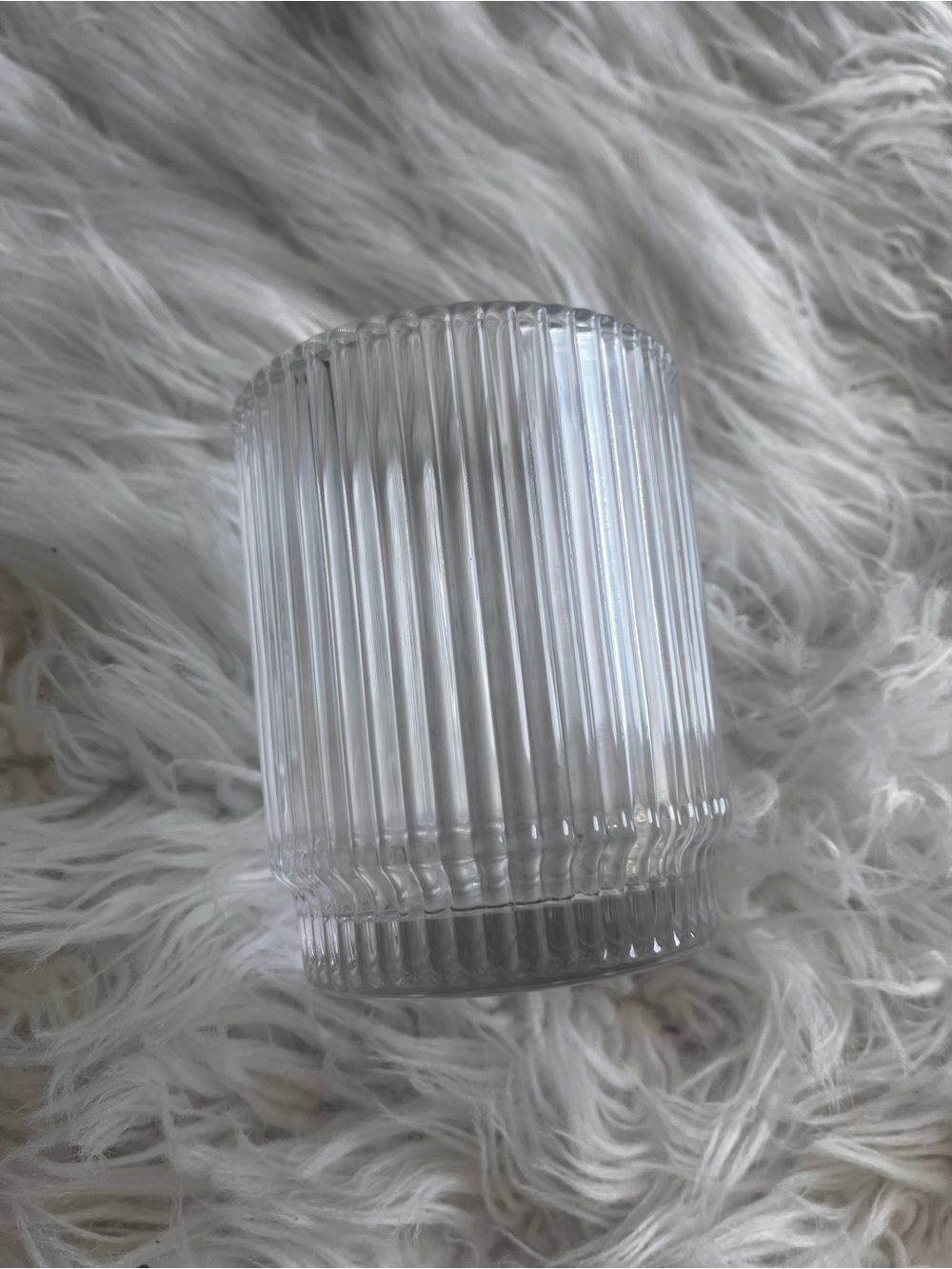Crate&Barrel Clear Ribbed Glass Candle Holder